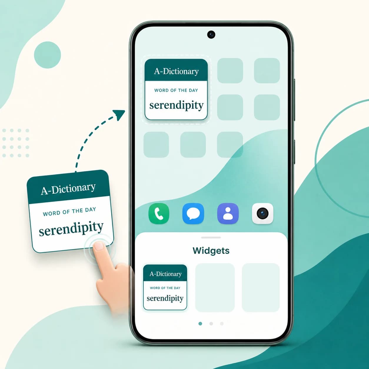 Перетаскивание виджета A-Dictionary на главный экран Android